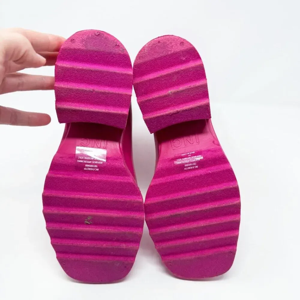 NWOB INC International Concepts Pink Square Toe Block Heel Rain Boots Size 8